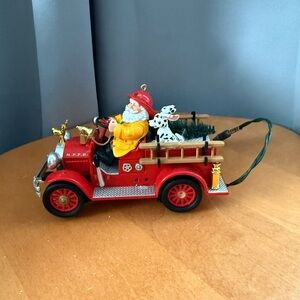 Hallmark Santa Claus Fire Truck Christmas Ornament